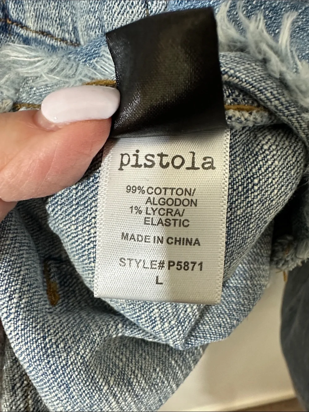 PIstola Distressed Denim Jacket Size Large